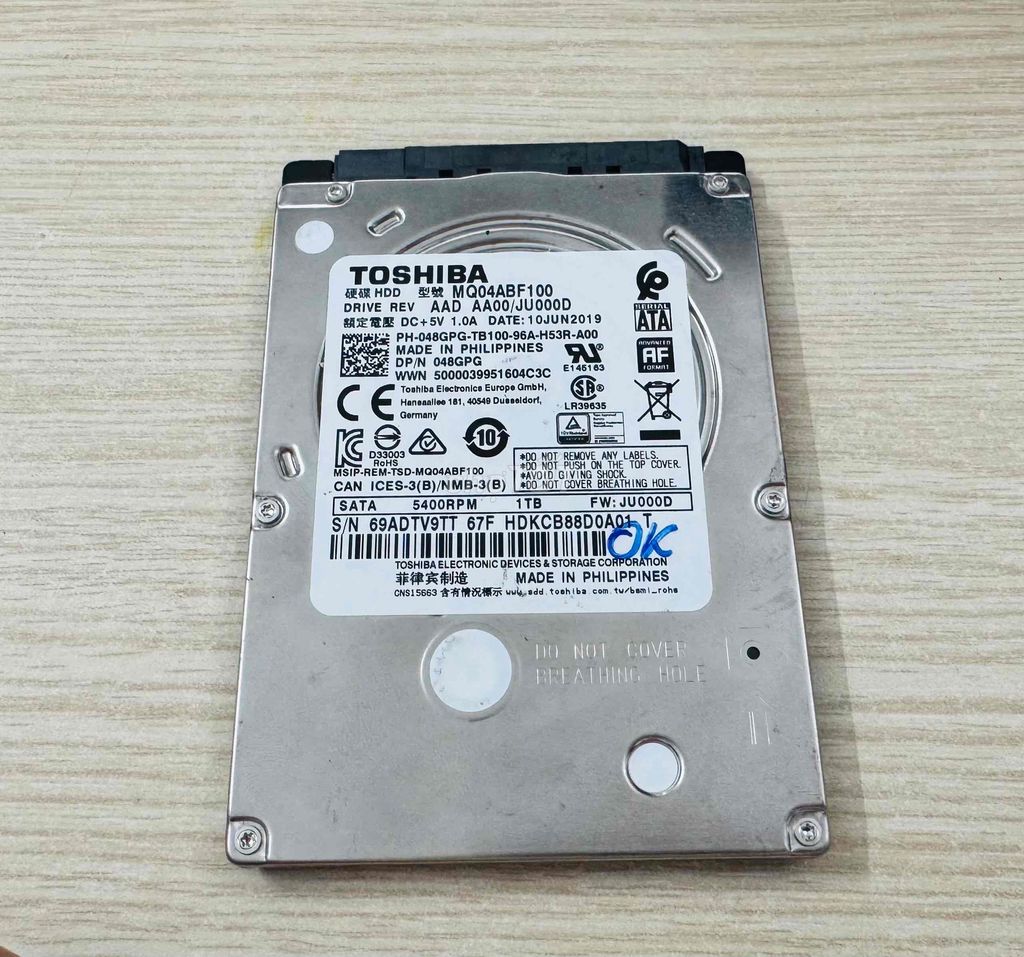HDD Toshiba 1TB laptop slim good sk 100%. Mua bán Linh kiện (RAM, Card...) tại Quận 12 Tp Hồ Chí Minh được đăng bởi Anh Tuan hình 1