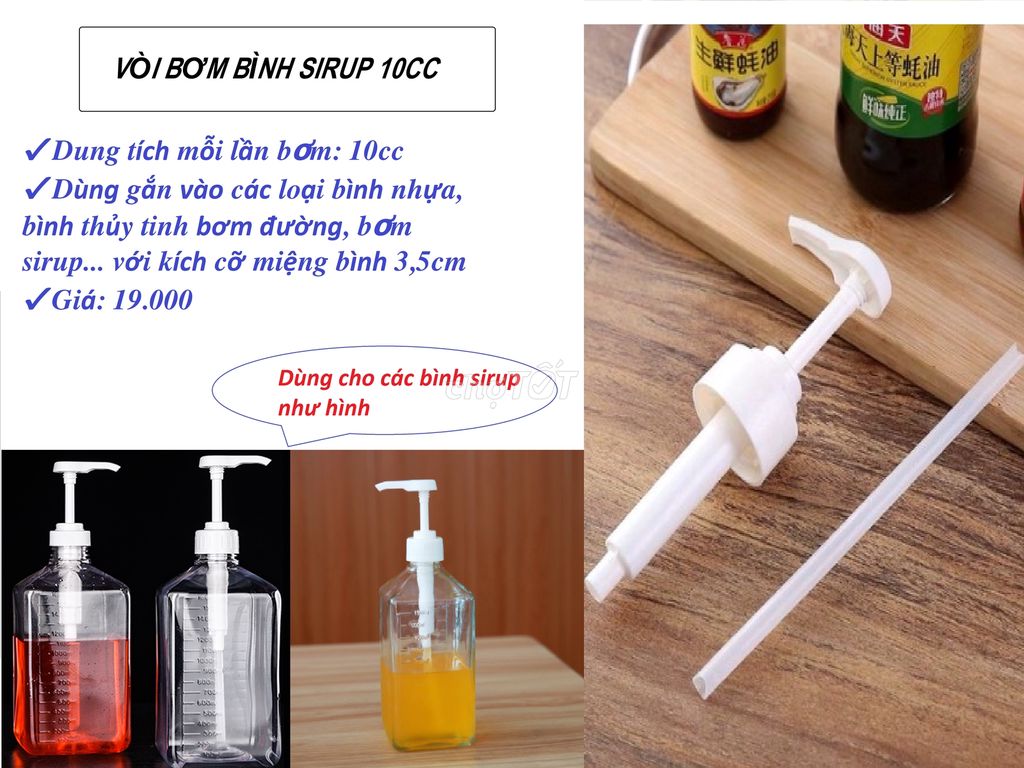 Vòi bình bơm đường, sirup dung tích 10cc