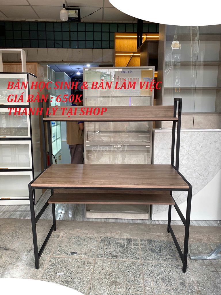 THANH LÝ BÀN LÀM VIỆC DÀI 1M25 - NÂU VÂN GỖ -