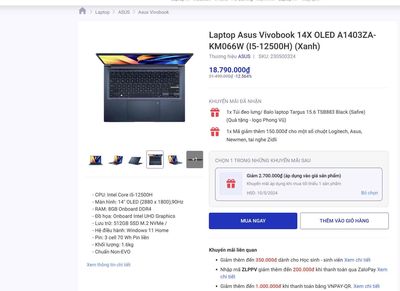 Asus Vivobook 14X OLED A1403ZA core i5 -12500H