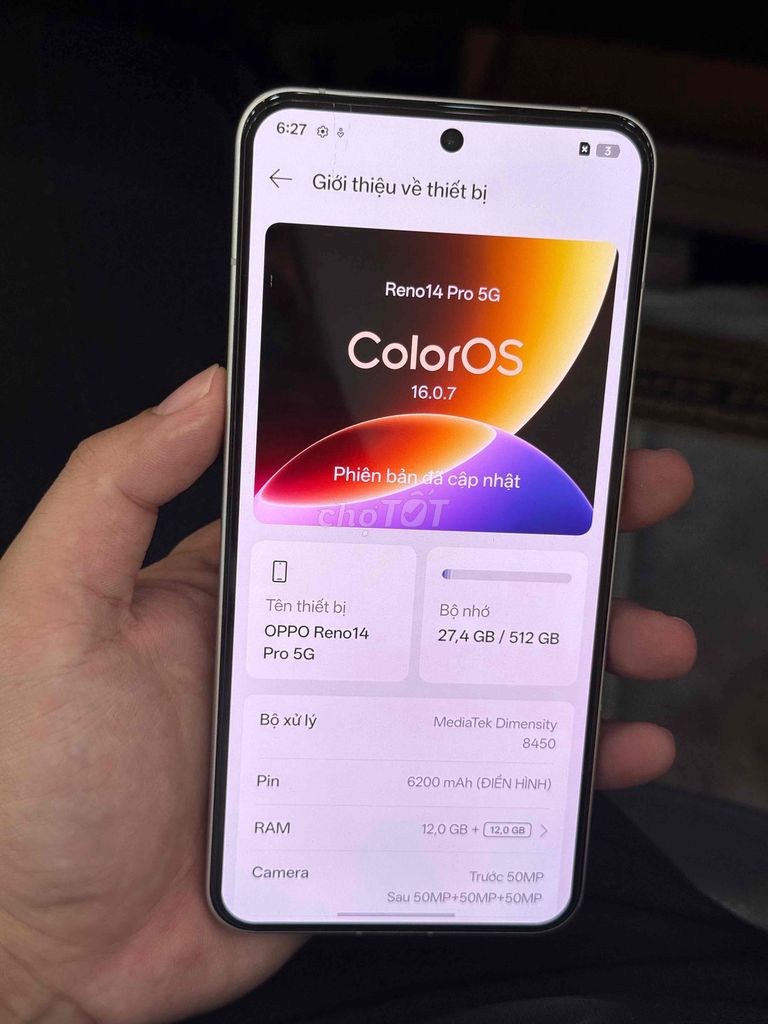 Oppo Reno 14 Pro 5G 512GB Trắng. Mua bán Điện thoại tại Huyện Bàu Bàng Bình Dương được đăng bởi Long hình 1