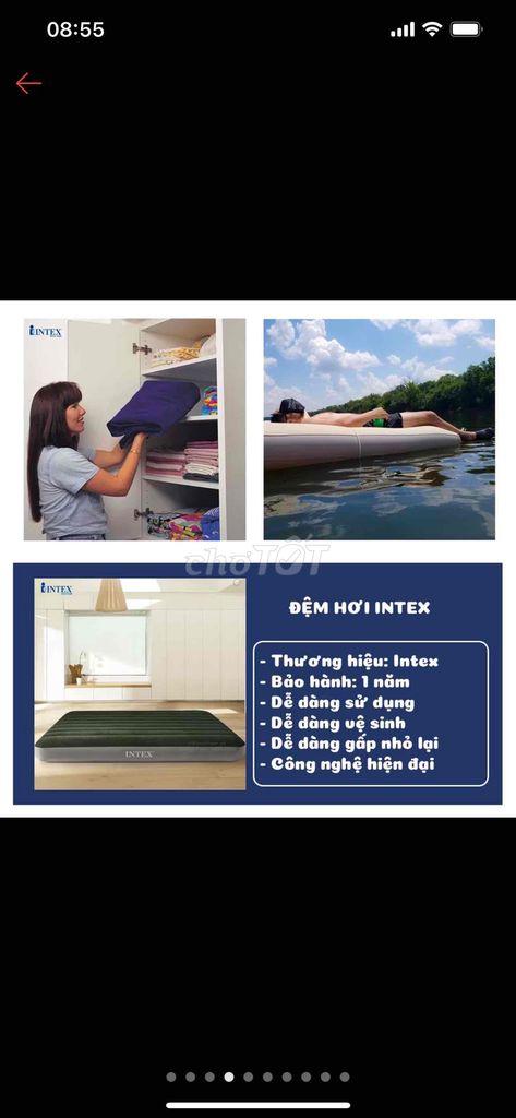 Nệm hơi INTEX 99cm có ống bơm hơi