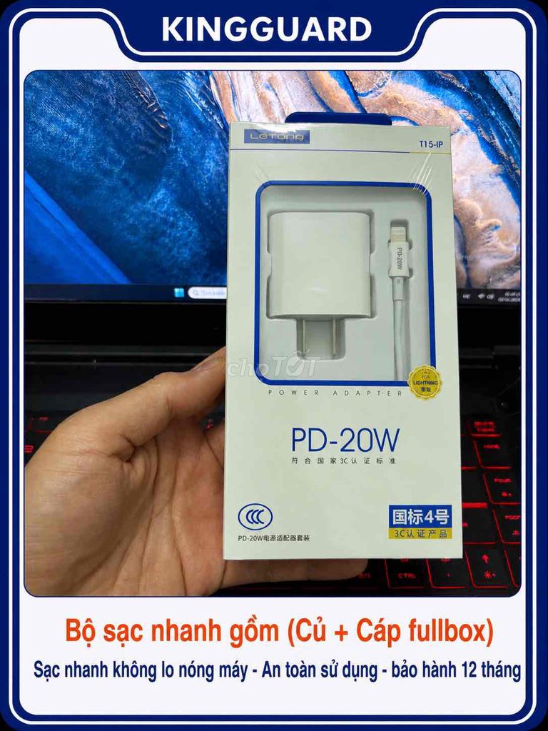 Bộ sạc điện thoại PD 20W Lightning 1m. Mua bán Phụ kiện (Màn hình, Chuột...) tại Huyện Vĩnh Bảo Hải Phòng được đăng bởi KINGGUARD STORE hình 1