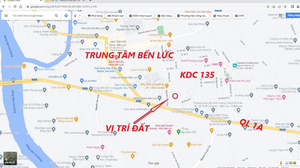 ĐẤT 4X25 THỔ CƯ 100M2 NGAY KDC 135 TRUNG TÂM BẾN LỨC