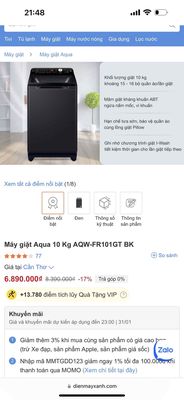 Máy giặt Aqua 10 Kg AQW-FR101GT BK