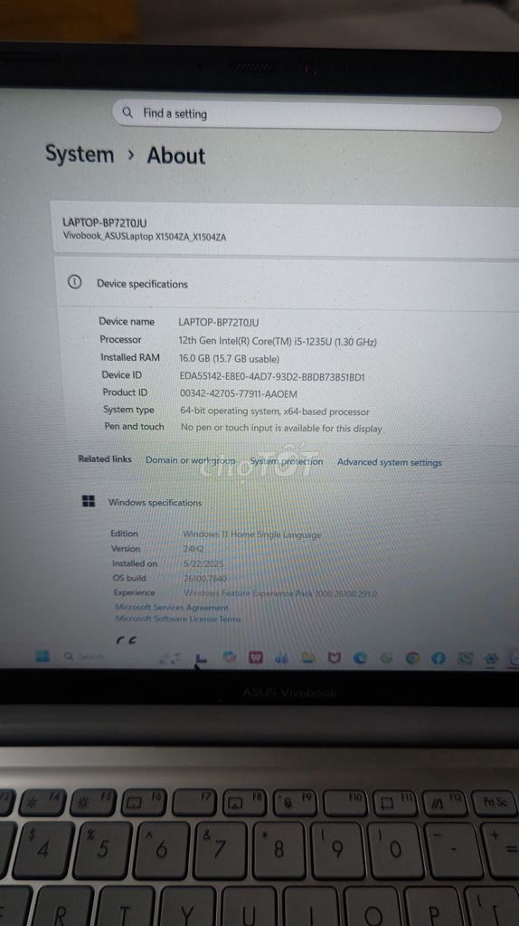 Asus Vivobook X1504ZA i5-1235U 16GB. Mua bán Laptop tại Thị xã Duy Tiên Hà Nam được đăng bởi Tuấn Anh Vũ hình 1