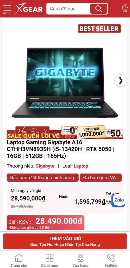 Gigabyte A16 i5-13420H 16GB/512GB Đen. Mua bán Laptop tại Thành phố Thủ Đức Tp Hồ Chí Minh được đăng bởi Cường Mạnh hình 1
