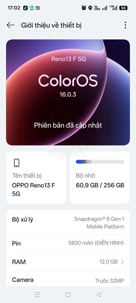 Oppo Reno13 F 5G 256GB. Mua bán Điện thoại tại Thành phố Biên Hòa Đồng Nai được đăng bởi van hoang hình 1
