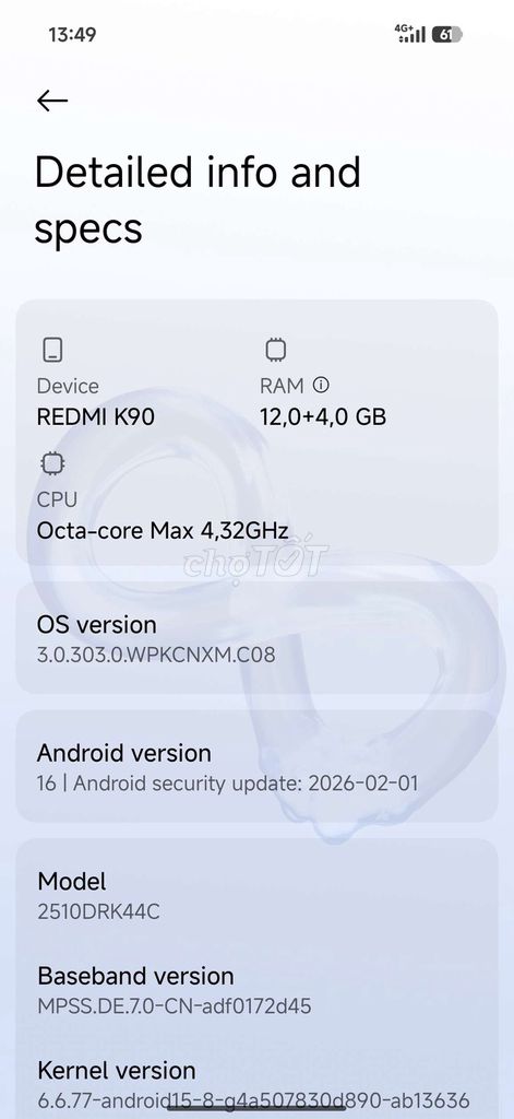 Xiaomi Redmi K90 256GB Tím. Mua bán Điện thoại tại Quận Tây Hồ Hà Nội được đăng bởi hieu hoang hình 1