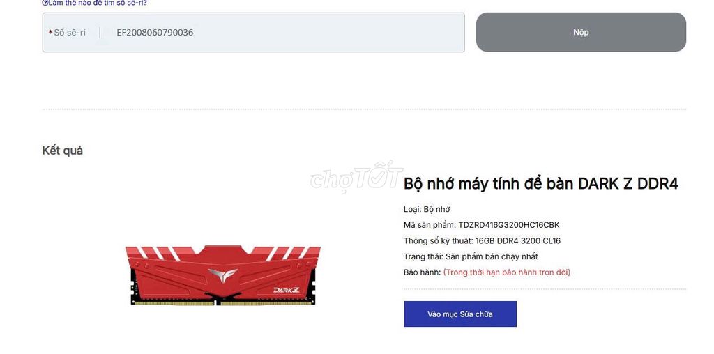 RAM TeamGroup DARK Z DDR4 16GB 3200MHz Đỏ Cũ. Mua bán Linh kiện (RAM, Card...) tại Quận Hoàng Mai Hà Nội được đăng bởi Anh Tuấn hình 1