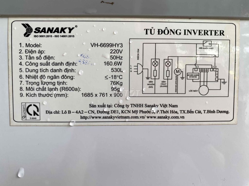 Tủ đông Sanaky 530Lit inverter