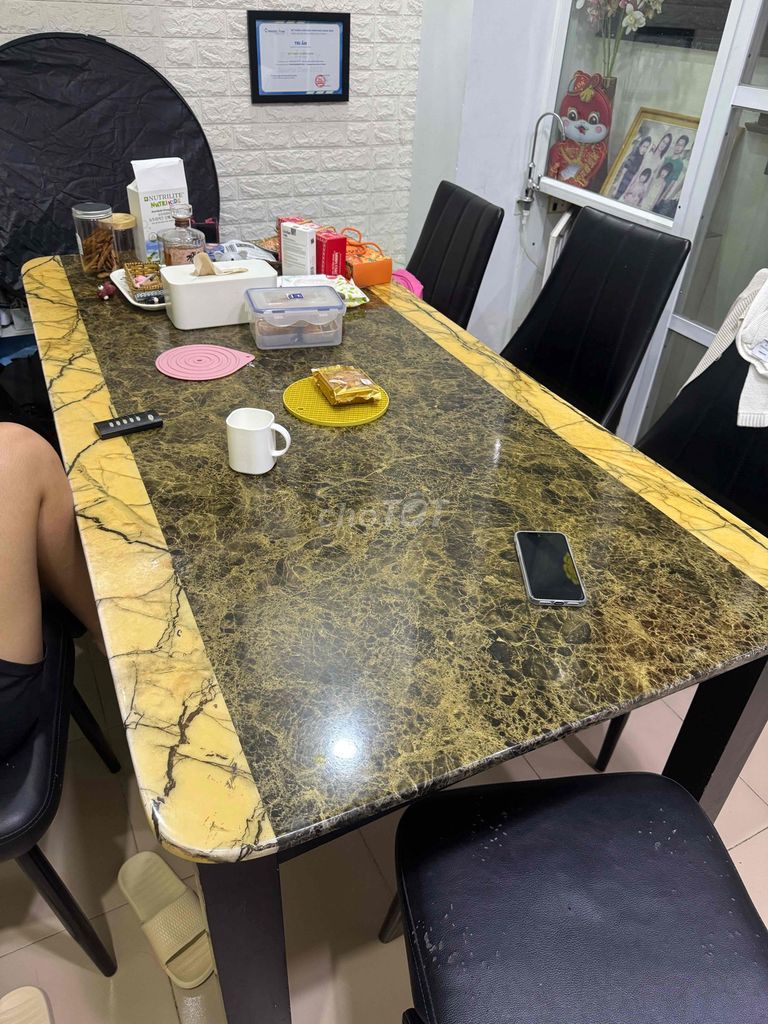 Bộ bàn ăn mặt đá 90x180cm 8 ghế 4 ghế sần. Mua bán Bàn ghế tại Quận 11 Tp Hồ Chí Minh được đăng bởi Đỗ Thuý Uyên hình 1