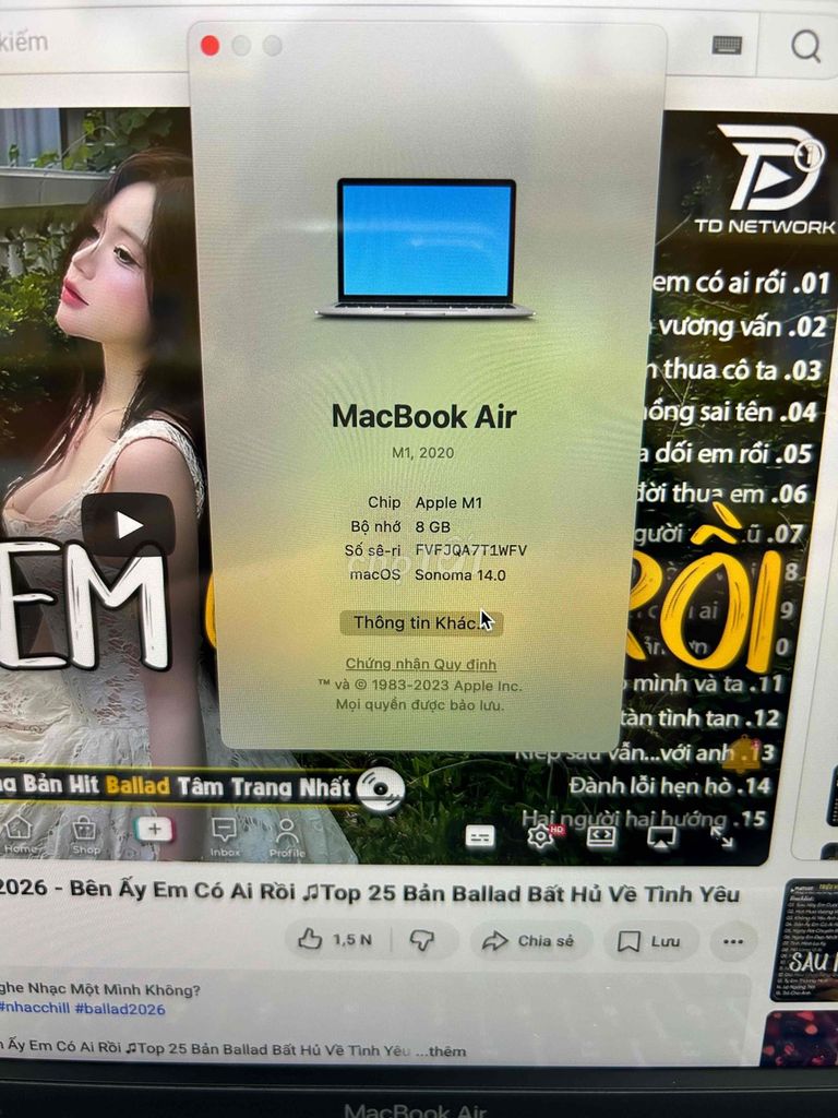Apple MacBook Air M1 8GB/256GB Xám. Mua bán Laptop tại Quận Long Biên Hà Nội được đăng bởi Hàng Chất hình 1