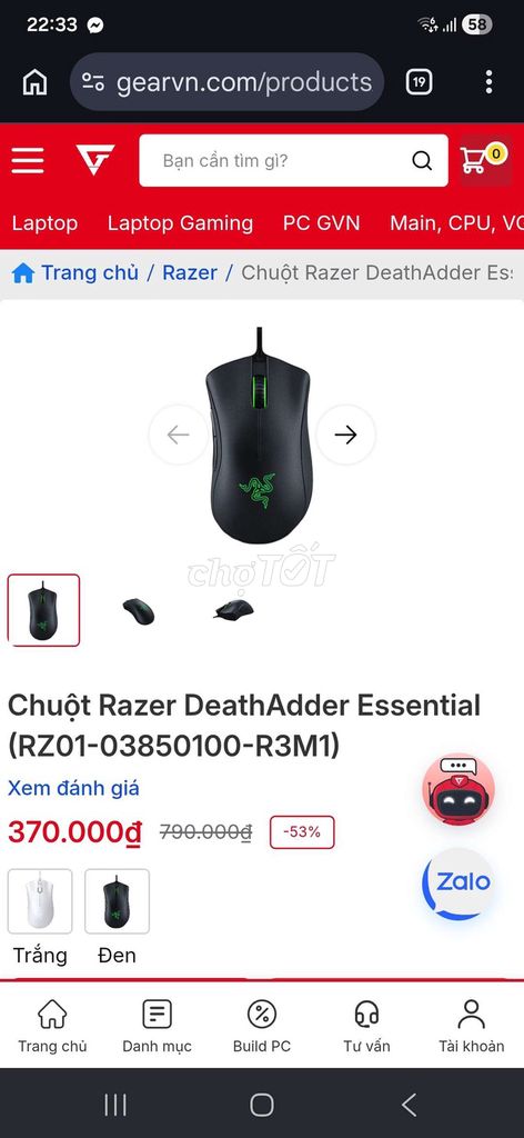 Chuột Razer DeathAdder Essential Đen. Mua bán Phụ kiện (Màn hình, Chuột...) tại Quận Thanh Khê Đà Nẵng được đăng bởi Roney hình 1