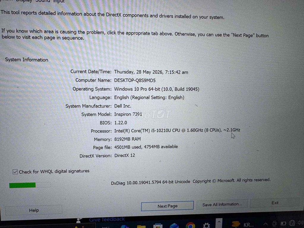 Dell Inspiron 7391 i5-10210U 8GB. Mua bán Laptop tại Quận Tân Bình Tp Hồ Chí Minh được đăng bởi tào vũ hình 1