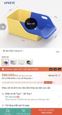 Chậu cát vệ sinh UPKEYE Nhựa Vàng, Xanh dương