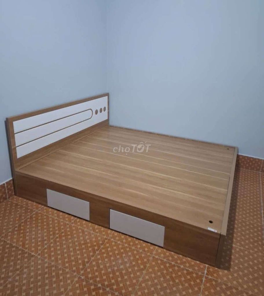 GIƯỜNG MDF GỖ CÔNG NGHIỆP 1M8*2M CÓ HỘP KÉO