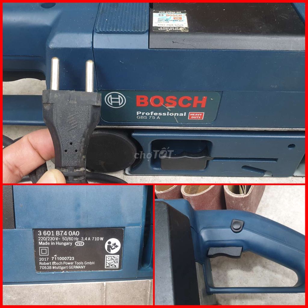 Máy chà nhám băng Bosch GBS 75A chính hãng mới 95%