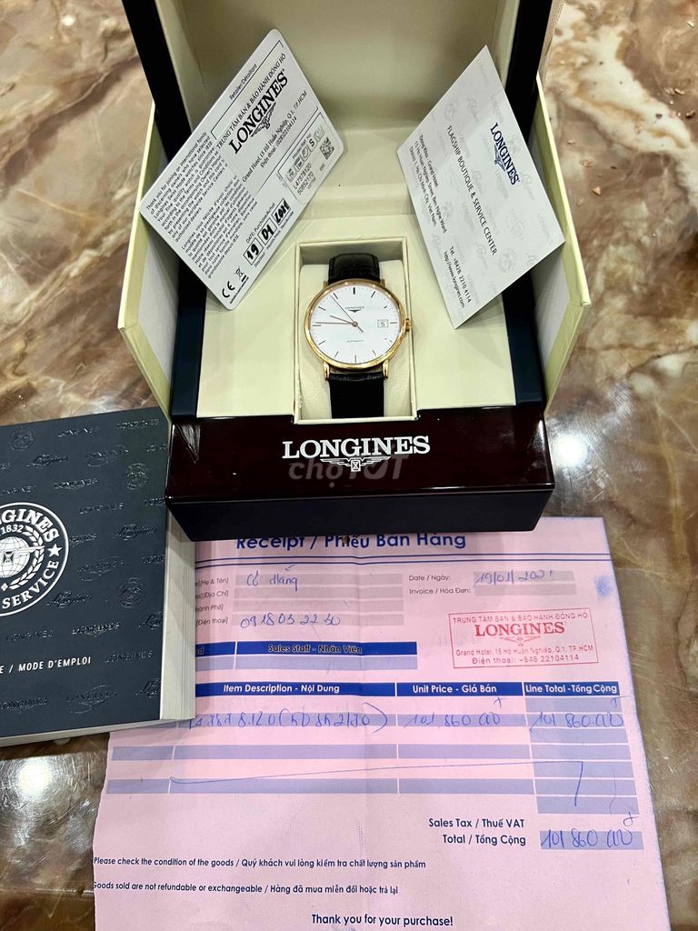 Longines Vàng Hồng 18k Fullbox Thẻ 2021