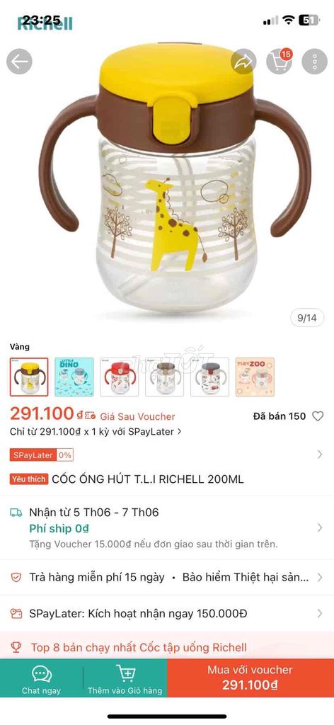 Cốc tập uống Richell T.L.I 200ML Vàng. Mua bán Mẹ và bé tại Huyện Tân Hiệp Kiên Giang được đăng bởi Đình hình 1