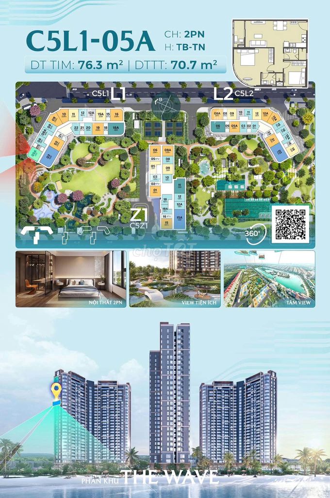 Bán căn hộ 2 ngủ Masteri Grand Coast, view pháo hoa, 4.25 tỷ