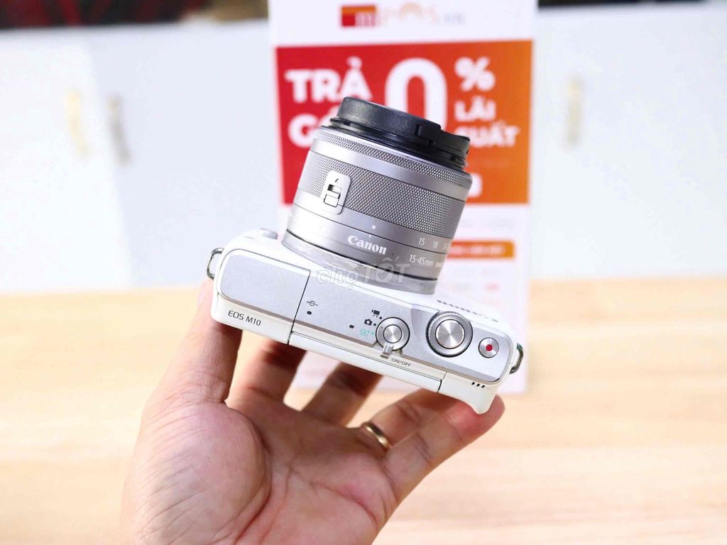 Canon M10 +lens 15-45 stm trắng Body lens đẹp