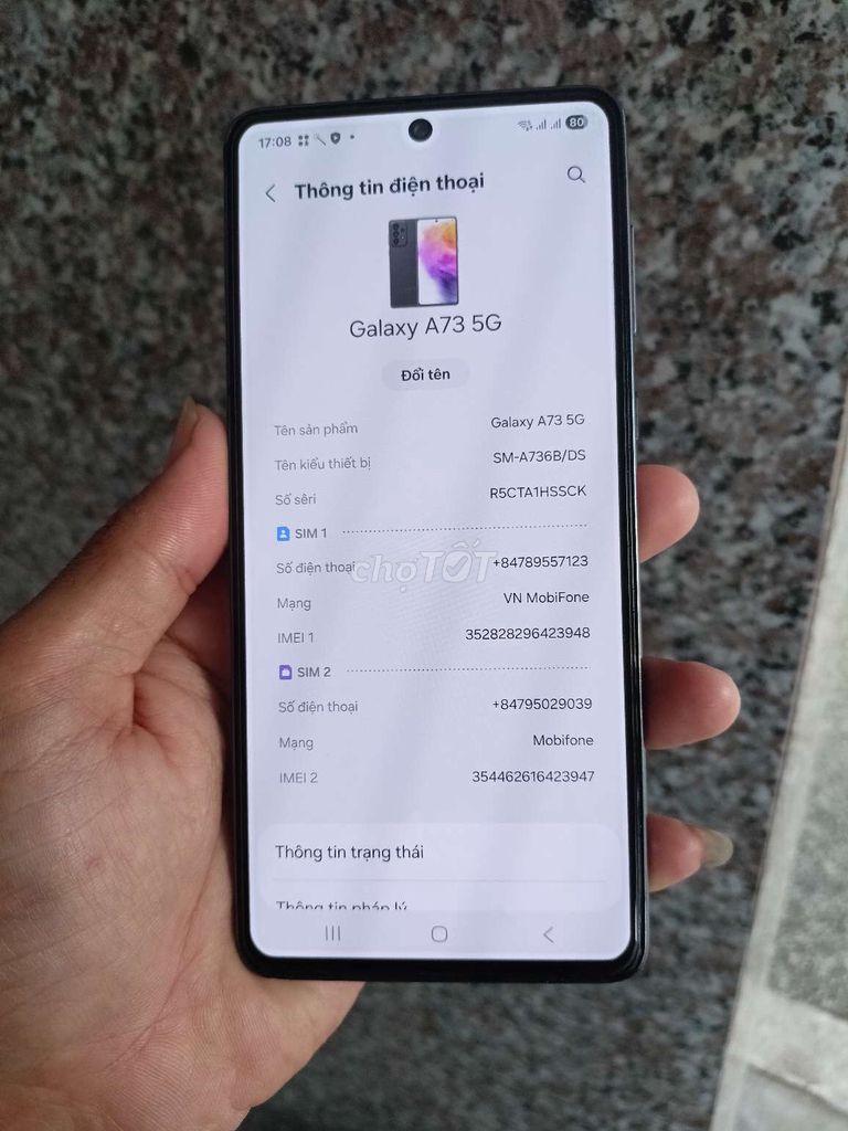 Samsung A73 5G 8GB/128GB nguyên zin. Mua bán Điện thoại tại Quận Bình Thuỷ Cần Thơ được đăng bởi CH Thuan Mobile hình 1