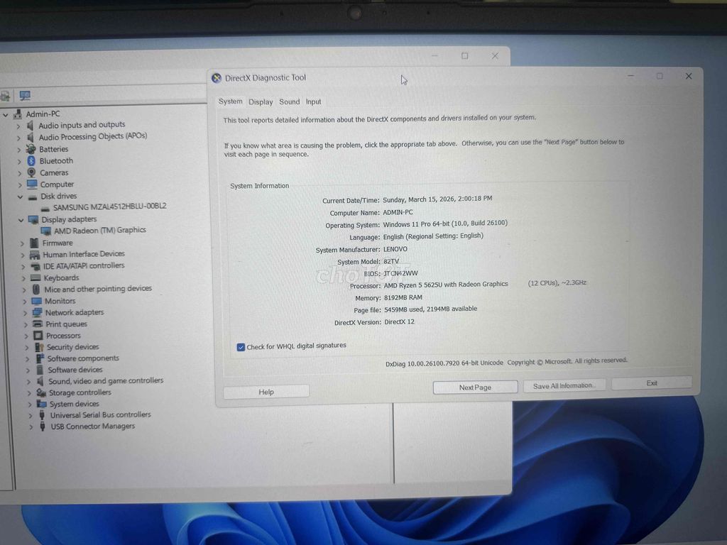 Lenovo 82TV AMD Ryzen 5 5625u/8GB/512GB. Mua bán Laptop tại Quận Gò Vấp Tp Hồ Chí Minh được đăng bởi HQ86 Thanh Lý Cầm đồ hình 1