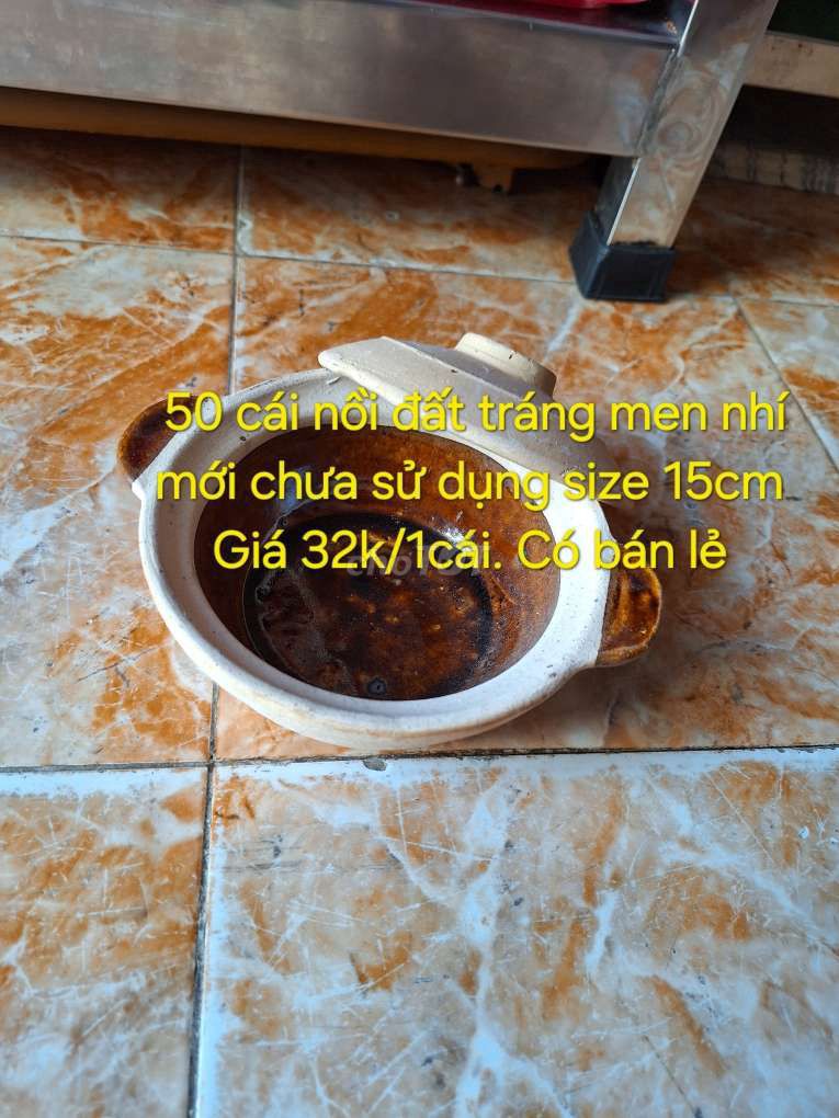 Nồi đất tráng men nhí mua mới size 15 chưa sử dụng