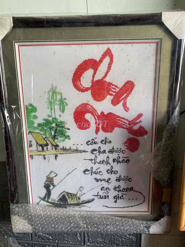 Tranh thêu chữ thập Gia đình 50x65cm. Mua bán Đồ sưu tầm, đồ cổ tại Huyện Hóc Môn Tp Hồ Chí Minh được đăng bởi ThaoLuu hình 1