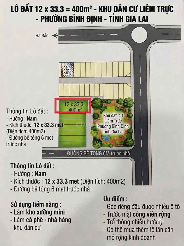 Lô đất 12 x 33.3 - 400m2 xây kho mini - nhà hàng cà phê Lô đất 12 x 33.3 - 400m2 xây kho mini - nhà hàng cà phê