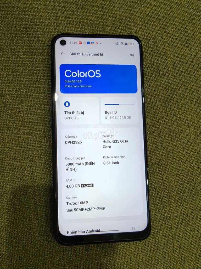 Oppo A55 64GB Đen đẹp zin. Mua bán Điện thoại tại Quận Nam Từ Liêm Hà Nội được đăng bởi Mr Giang hình 1