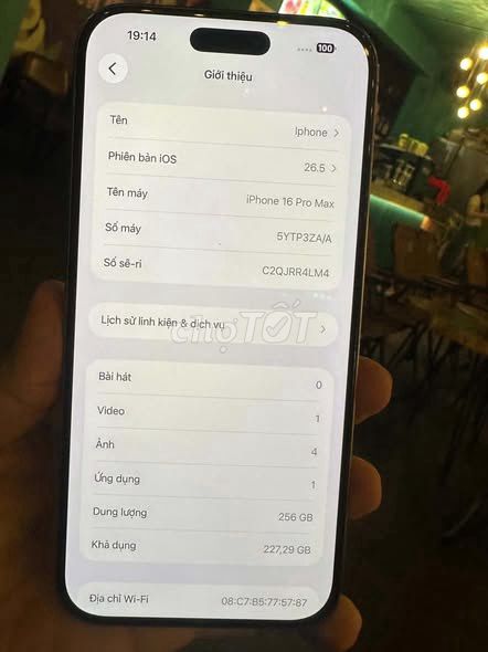 iPhone 16 Pro Max 256GB Vàng 98%. Mua bán Điện thoại tại Quận 5 Tp Hồ Chí Minh được đăng bởi Hội Đồ Điện Tử hình 1
