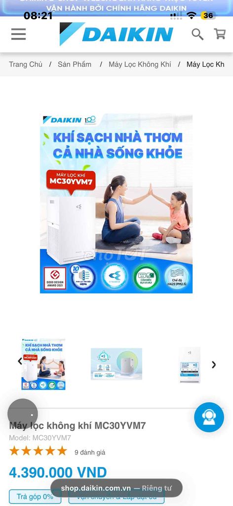 Máy lọc không khí Daikin MC30YVM7. Mua bán Nội thất, đồ gia dụng khác tại Huyện Đông Anh Hà Nội được đăng bởi Nguyen Long hình 1
