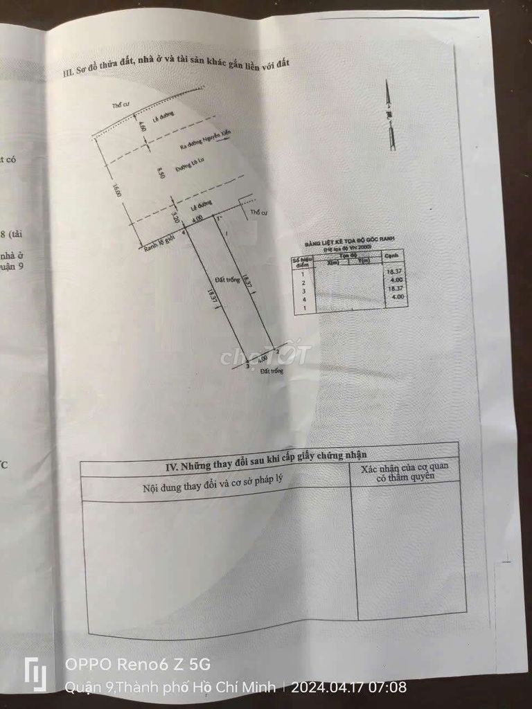 Bán đất mặt tiền đường Lò Lu. Phường Trường Thạnh. Mua bán đất tại Thành phố Thủ Đức Tp Hồ Chí Minh được đăng bởi Trần Trọng Nhân hình 3