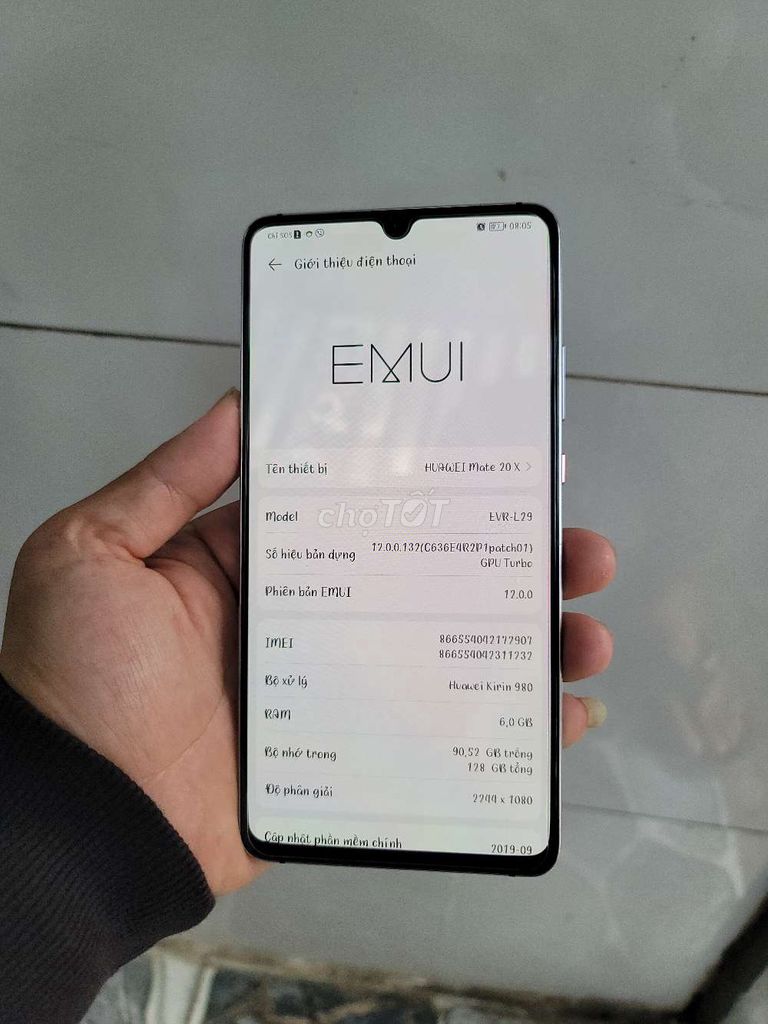 Huawei mate 20x 6/128 quốc tế rom Emiui zin 100%