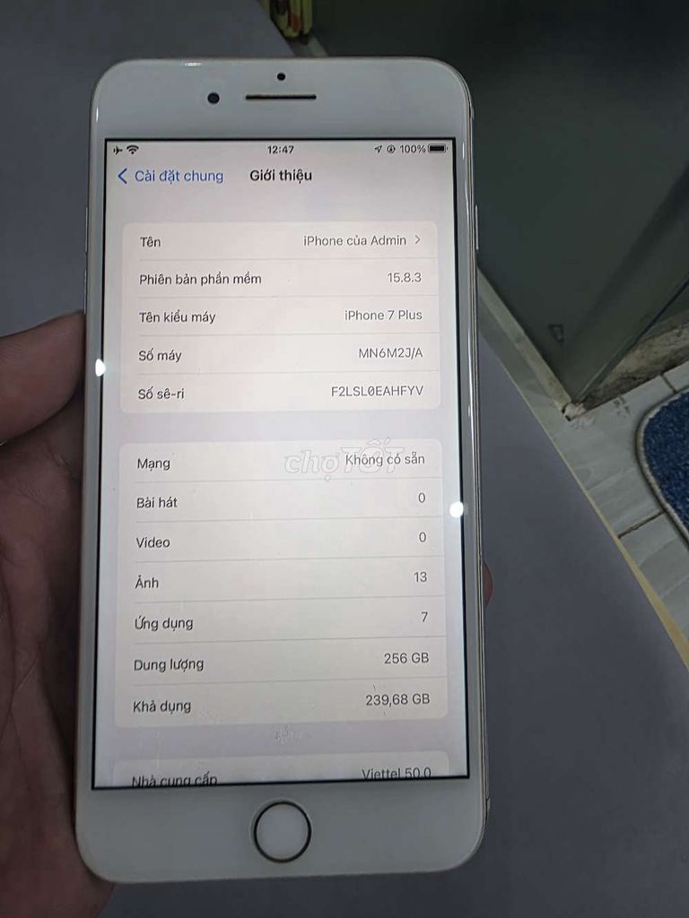 Apple iPhone 7 Plus 256GB Bạc Like New. Mua bán Điện thoại tại Quận Cái Răng Cần Thơ được đăng bởi CardinLuu hình 1