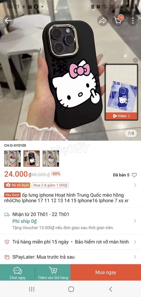 Ốp lưng iPhone 7 Plus Hello Kitty Đen. Mua bán Phụ kiện (Màn hình, Chuột...) tại Thành phố Vĩnh Long Vĩnh Long được đăng bởi ST STORE chuyên sỉ hình 1