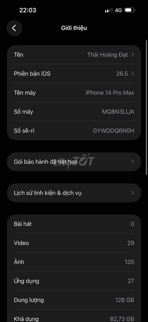 Apple iPhone 14 Pro Max 128GB. Mua bán Điện thoại tại Quận Liên Chiểu Đà Nẵng được đăng bởi Đạt Hoàng hình 1