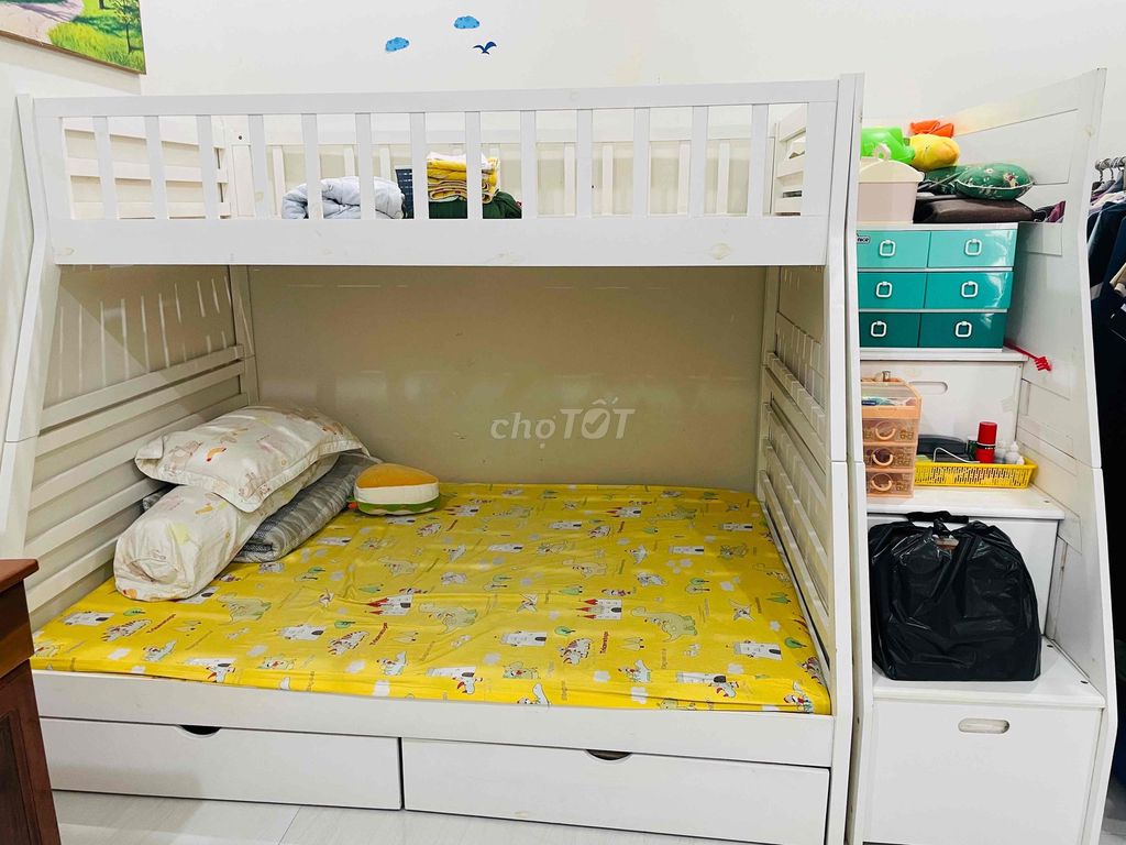 Giường tầng Ván ép Trắng 1m6x1m4x1m. Mua bán Giường, chăn ga gối nệm tại Thành phố Phan Rang-Tháp Chàm Ninh Thuận được đăng bởi Tên chưa cung cấp hình 1