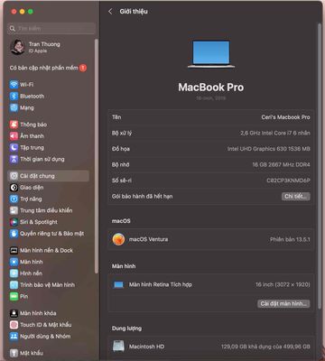 macbook pro 2019 - 16in 16gb ram như mới