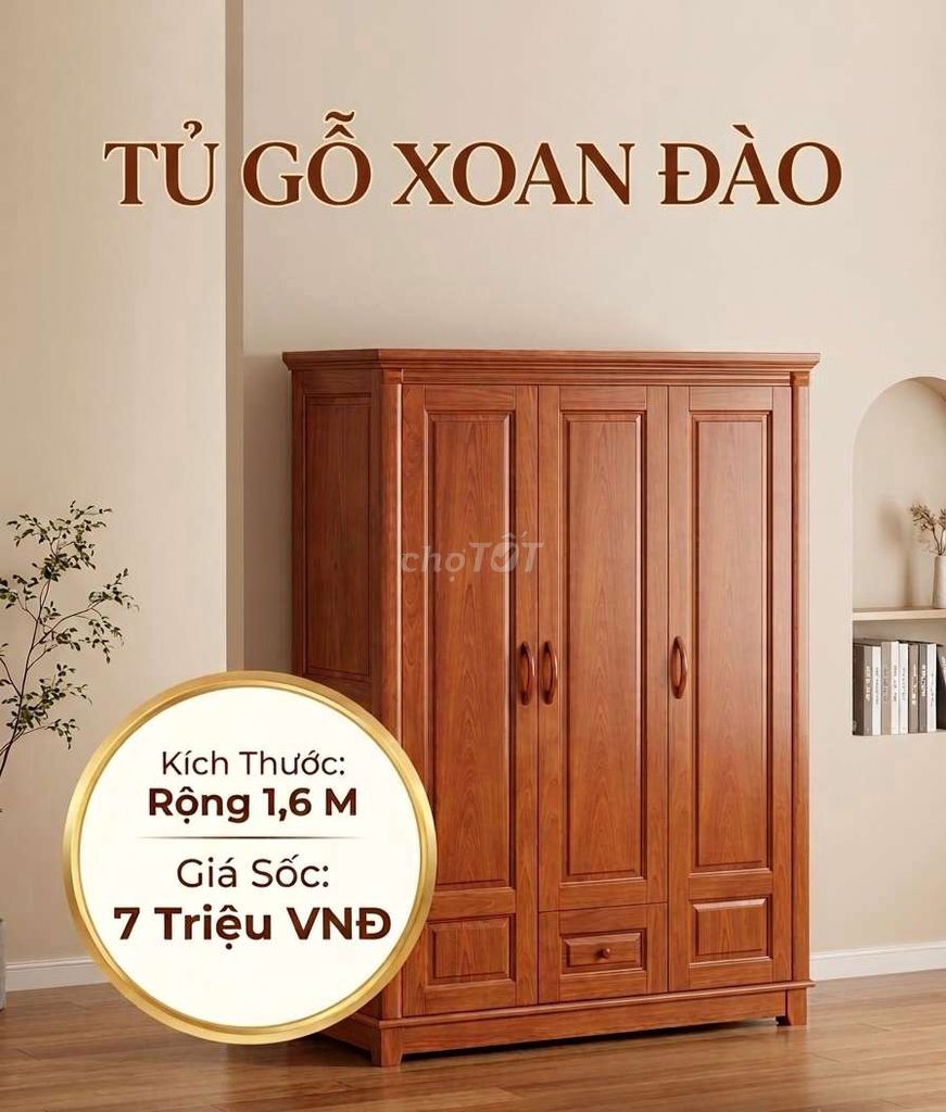 Tủ quần áo Gỗ xoan đào Nâu 1.6m Nhiều ngăn. Mua bán Tủ, kệ gia đình tại Thành phố Buôn Ma Thuột Đắk Lắk được đăng bởi Nội thất đồ gỗ Thành Luân hình 1