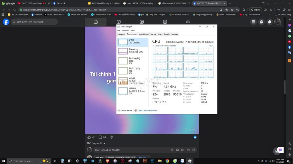 Cpu i7 10700k Marvel muốn lên đời i7 11th 11700k . Mua bán Linh kiện (RAM, Card...) tại Quận Tây Hồ Hà Nội được đăng bởi Vũ Bắc hình 1