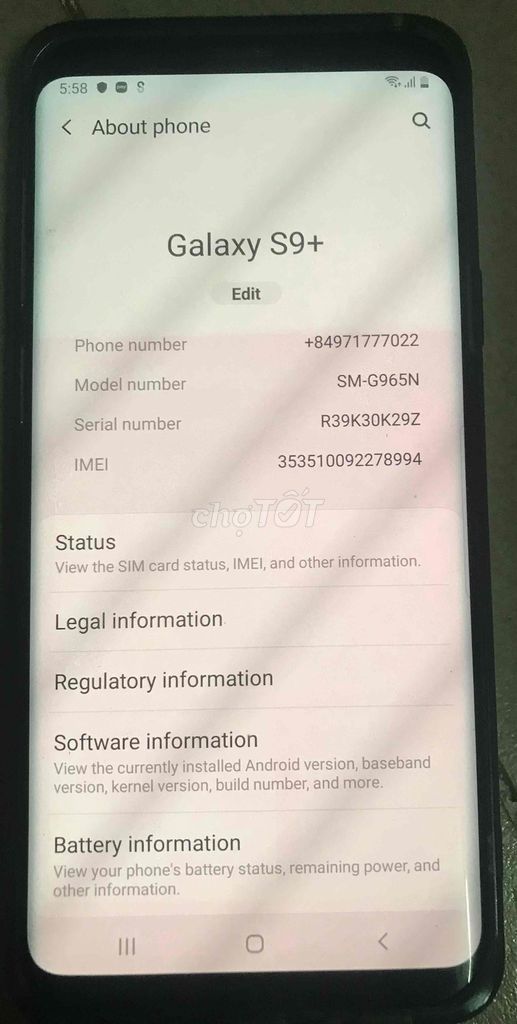 Samsung Galaxy S9+. Mua bán Điện thoại tại Huyện Chơn Thành Bình Phước được đăng bởi QUANG hình 1