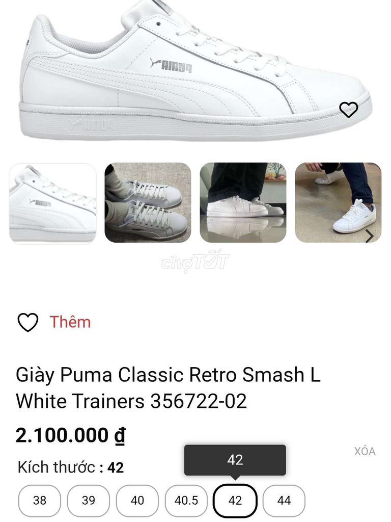 Giày 42 Puma Classic Retro Smash chính hãng 100%. Mua bán Giày dép tại Huyện Sóc Sơn Hà Nội được đăng bởi Giày Hiệu Cũ hình 2
