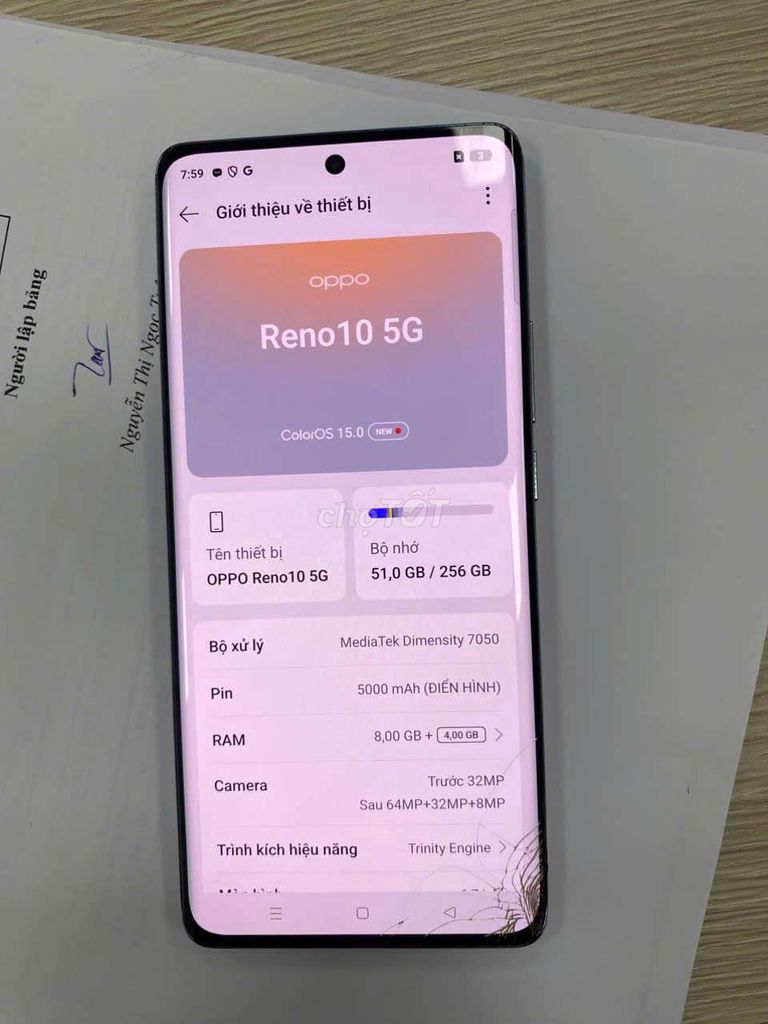 Oppo Reno 10 5G 256GB Xanh hồng. Mua bán Điện thoại tại Huyện Hóc Môn Tp Hồ Chí Minh được đăng bởi nghia phan hình 1