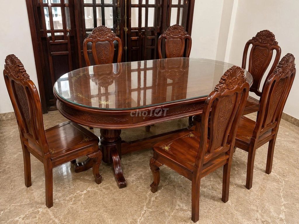 Bộ bàn ăn gỗ Oval 6 ghế. Mua bán Bàn ghế tại Thành phố Long Khánh Đồng Nai được đăng bởi Ms Uyễn Hoàng hình 1