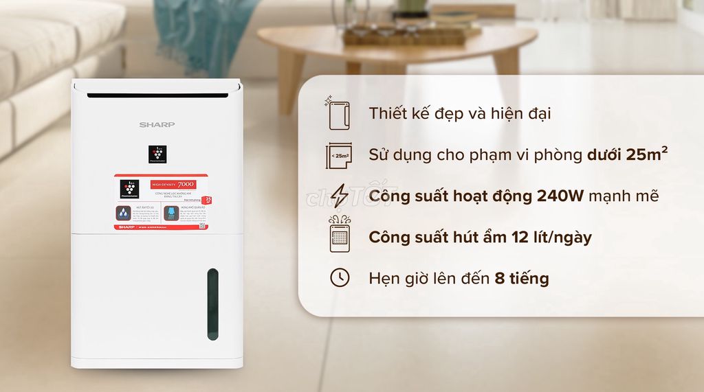 Máy hút ẩm SHARP DW-D12A-W, 12L