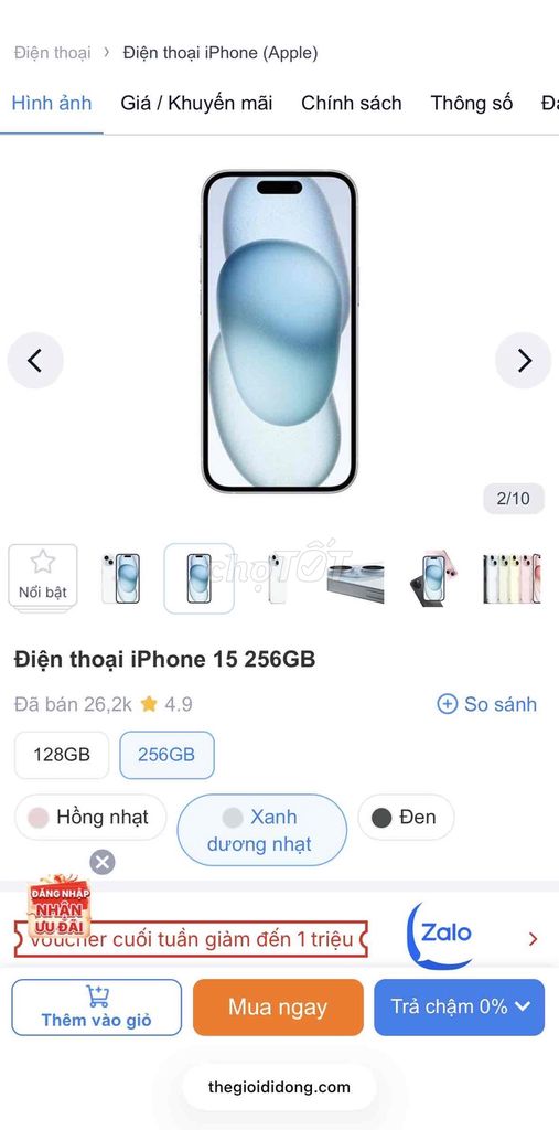 Apple iPhone 15 256GB Xanh dương nhạt Đã sử dụng. Mua bán Điện thoại tại Thành phố Vũng Tàu Bà Rịa - Vũng Tàu được đăng bởi hoàng hình 1