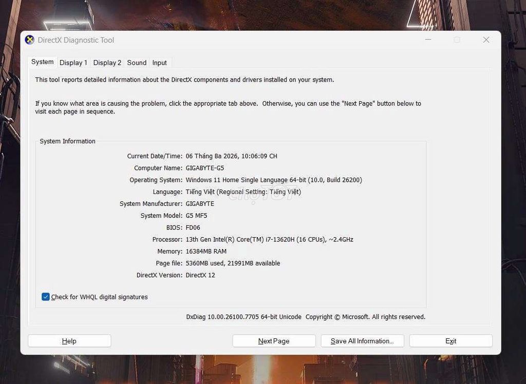 Gigabyte G5 i7-13620H 16GB/500GB. Mua bán Laptop tại Quận 11 Tp Hồ Chí Minh được đăng bởi Huỳnh Long hình 1